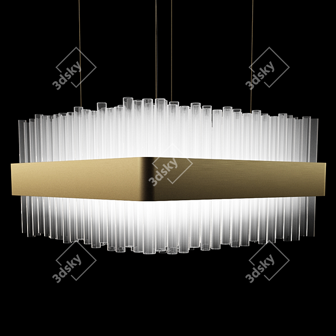 Modern Square Suspension Lamp 3D model image 1