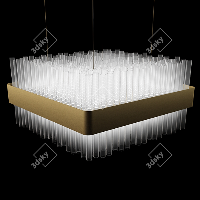 Modern Square Suspension Lamp 3D model image 2