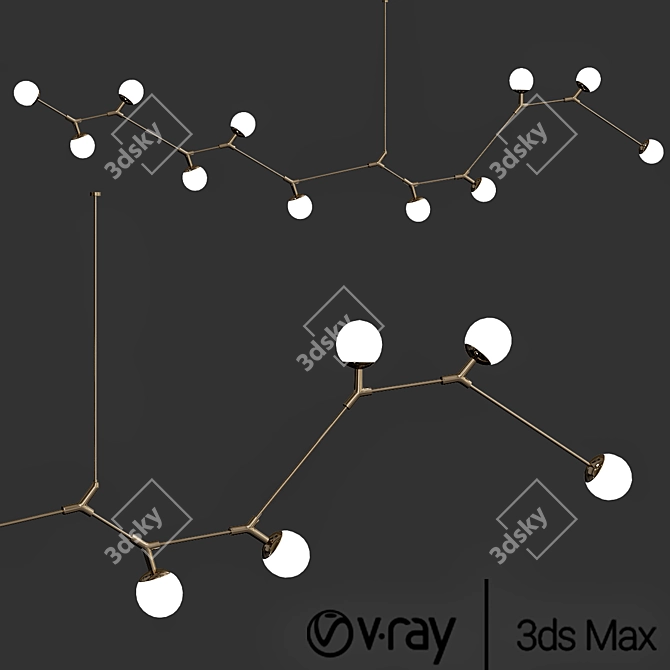 Sleek Lindsey Modern Chandelier 3D model image 1