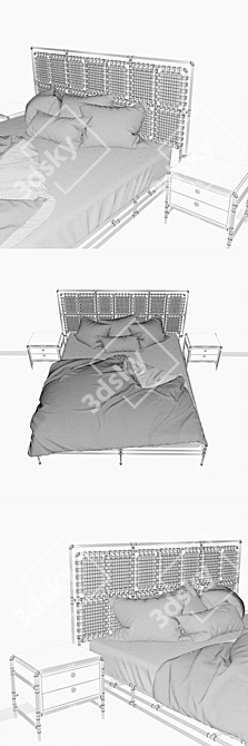 Modern Metal Loft Bed 3D model image 3