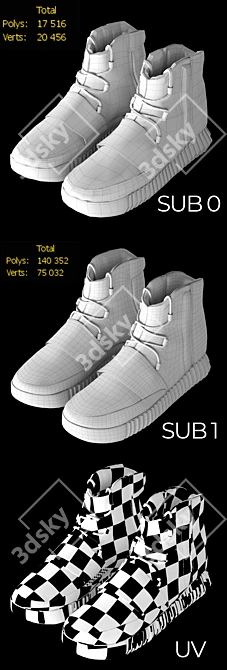 adidas Yeezy 750 - Premium Sneaker with PBR Textures 3D model image 3