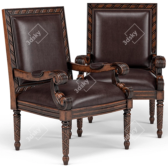 Tristan Dark Brown Faux Leather Accent Chair 3D model image 1