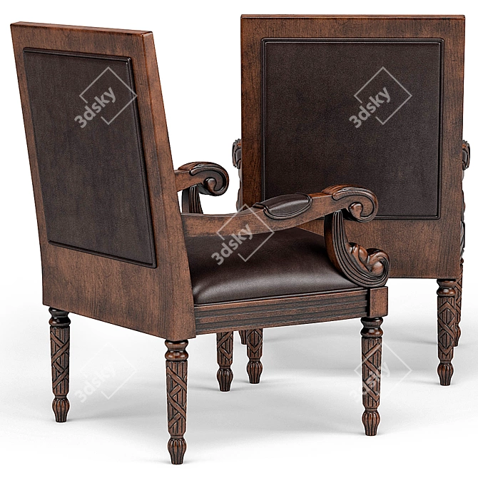 Tristan Dark Brown Faux Leather Accent Chair 3D model image 2