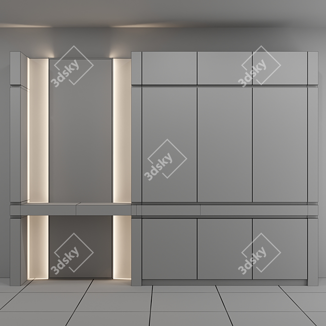 Contemporary Hallway Wardrobe Composition 3D model image 2