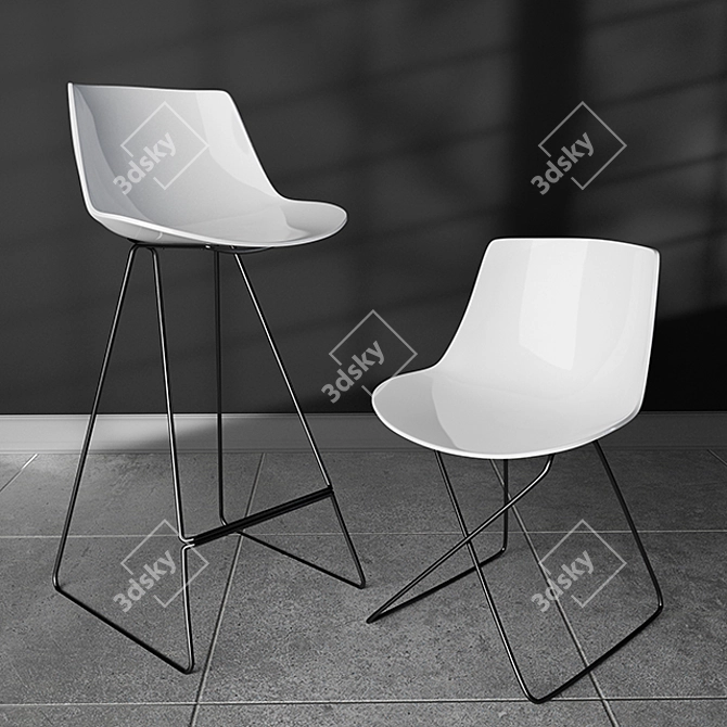 Mesh Office Chair: Black/White 3D model image 1