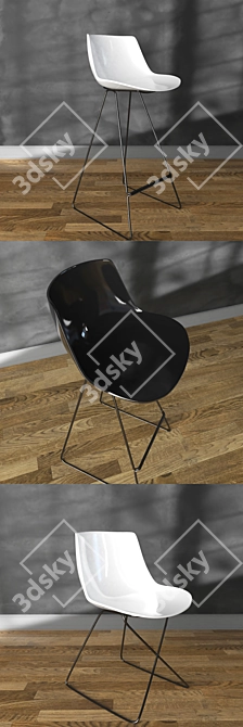 Mesh Office Chair: Black/White 3D model image 2