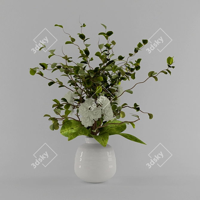 Elegant Floral Decoration 3D model image 1