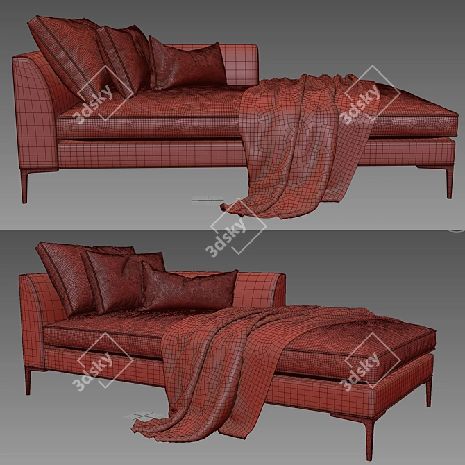 Elegant Picasso Chaise Lounge 3D model image 3