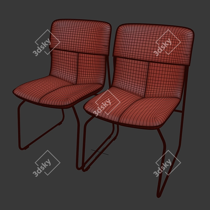 Luxury Leolux Ditte Dining Chair Set 3D model image 2