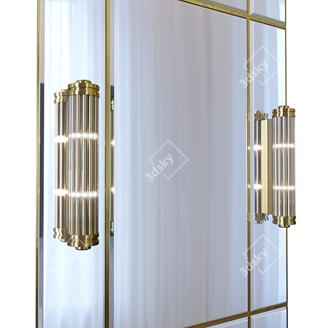 Vintage Brass Mirror with Lights 3D model image 2