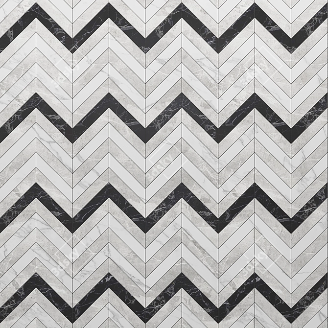 Marvel Chevron Mix Wall: Stylish Ceramic Wall Tile 3D model image 1