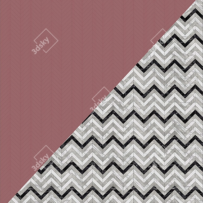 Marvel Chevron Mix Wall: Stylish Ceramic Wall Tile 3D model image 2