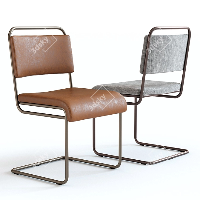 West Elm Industrial Chair: Stylish Leather Cantilever Design 3D model image 1
