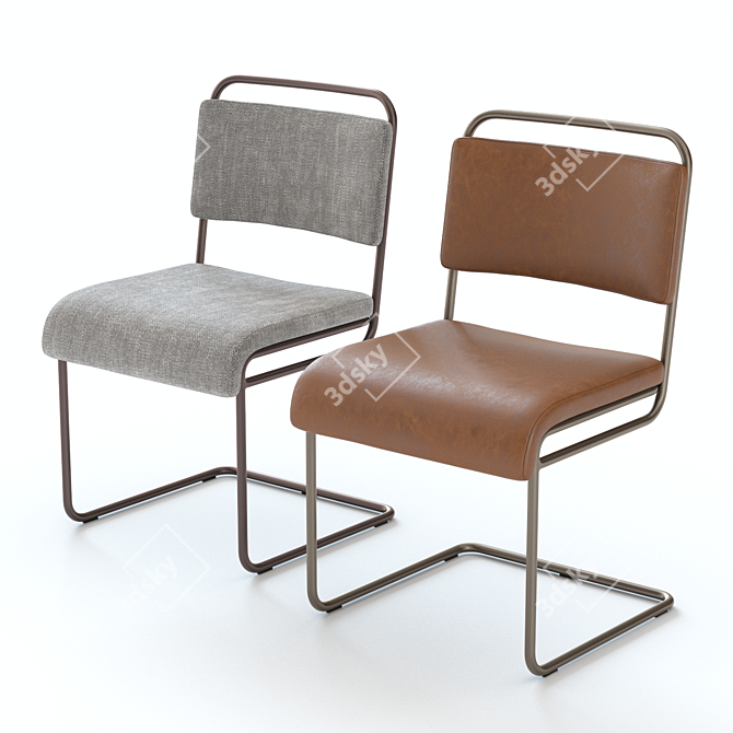 West Elm Industrial Chair: Stylish Leather Cantilever Design 3D model image 3