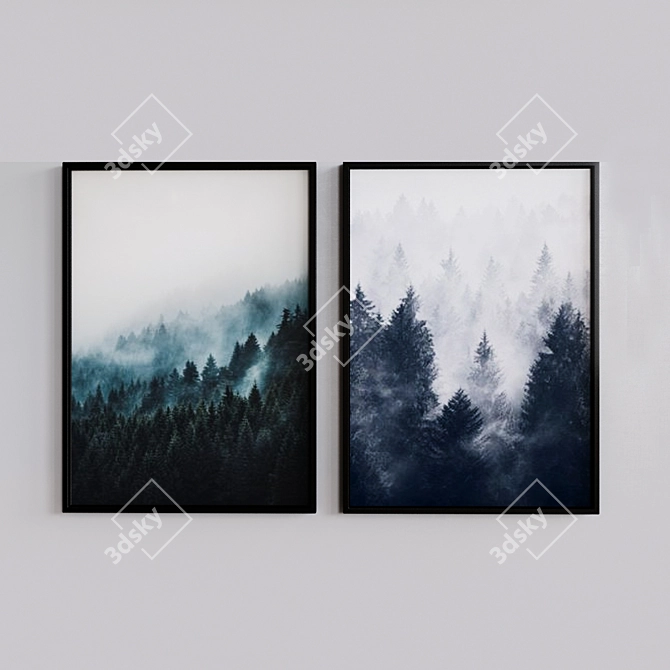 Scandinavian Poster Set with Colorful Frames 3D model image 1