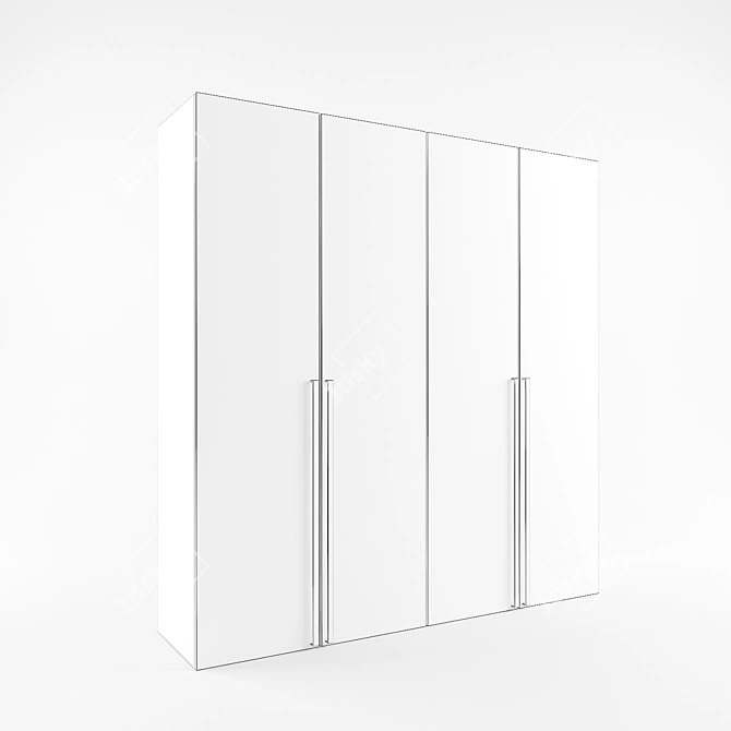 Customizable Mirrored Door Wardrobe 3D model image 2