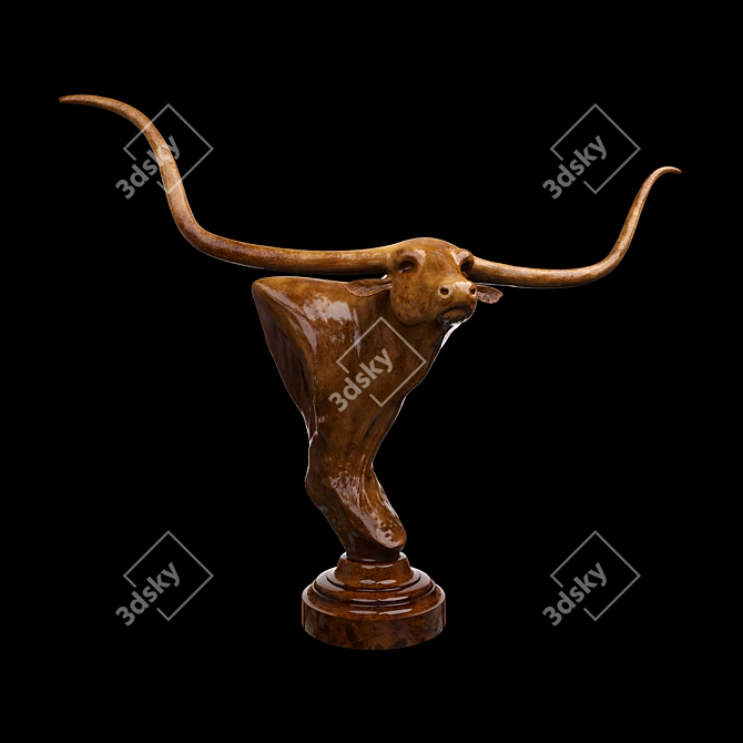 Handcrafted Longhorn Bull Sculpture 3D model image 1