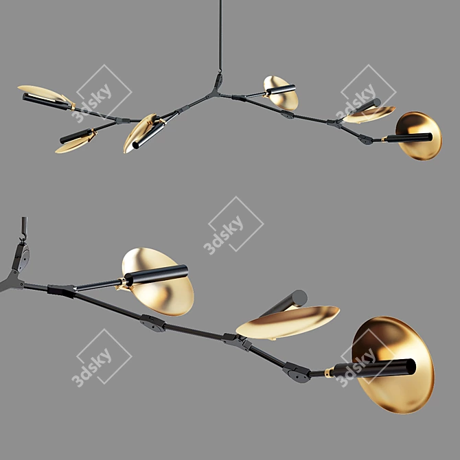 Elegant Branching Disc Chandelier 3D model image 1