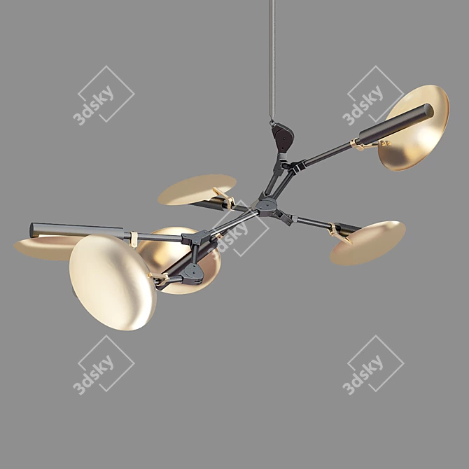 Elegant Branching Disc Chandelier 3D model image 3