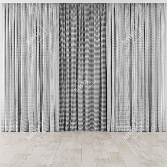 Elegant Lace Curtains Set 3D model image 3