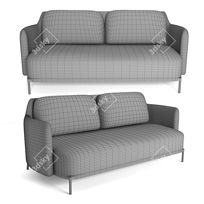 Modern Tape Sofa in Charcoal Gray 3D model image 2