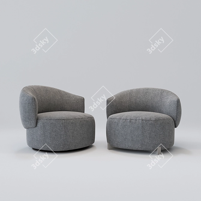 Elegant Jane Armchair + Swivel Chair 3D model image 1