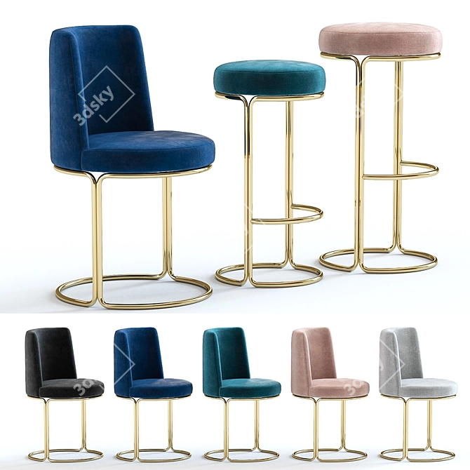 West Elm Cora Chairs: Detailed 3D Models 3D model image 1