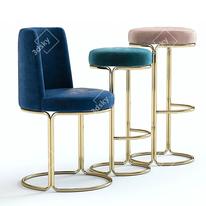 West Elm Cora Chairs: Detailed 3D Models 3D model image 3