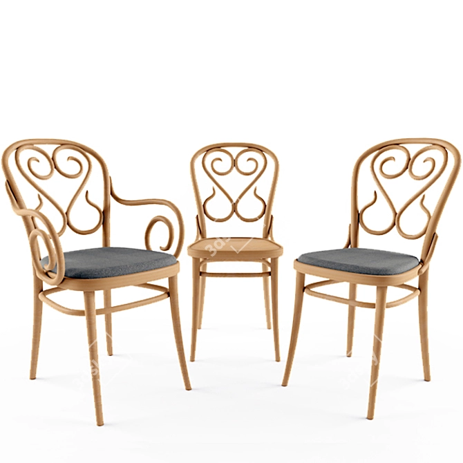 Elegant TON Arm Chairs 3D model image 1