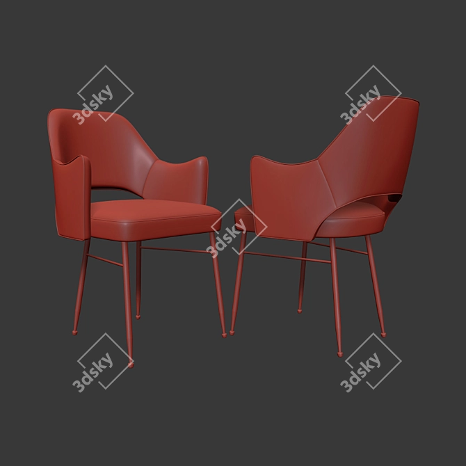 Modern Rigby Dining Chair: Sleek Metal and Leather Design 3D model image 2