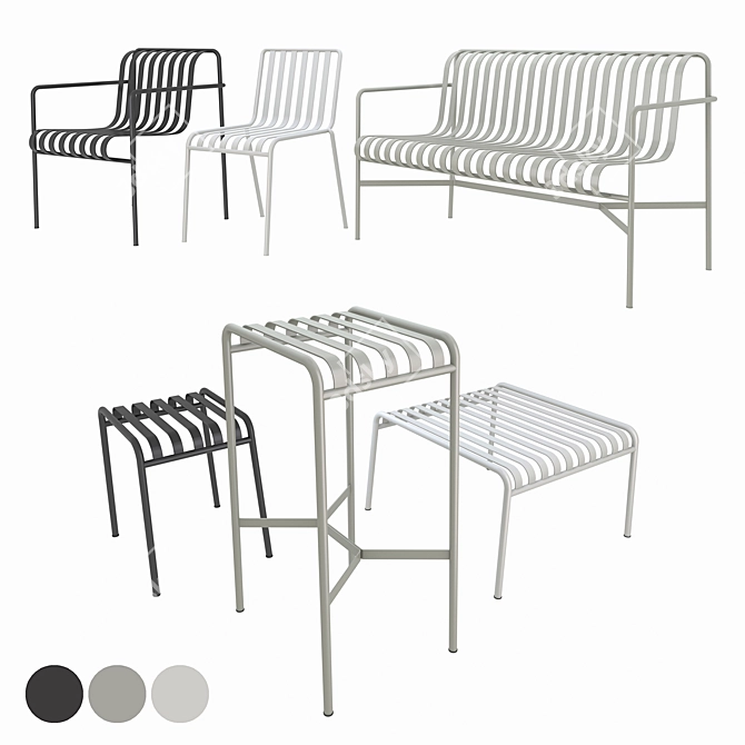  HAY Palissade Outdoor Furniture - Sleek and Stylish Patio Seating Solution 3D model image 1