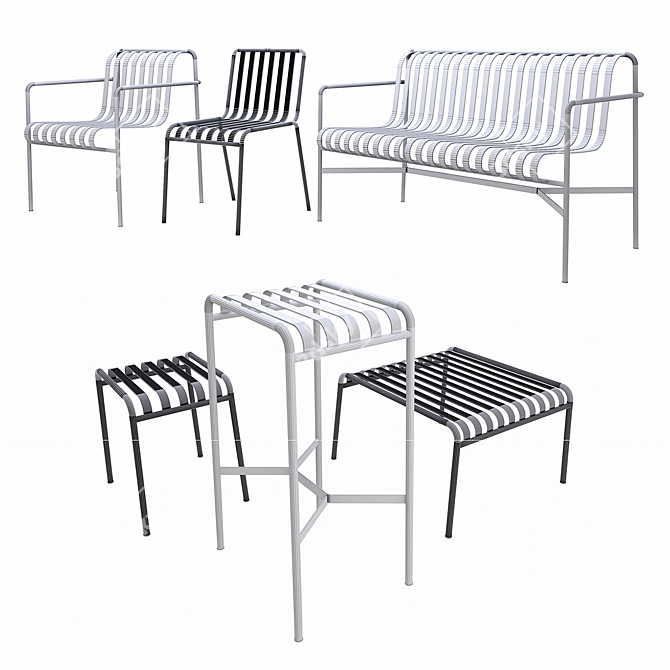  HAY Palissade Outdoor Furniture - Sleek and Stylish Patio Seating Solution 3D model image 3