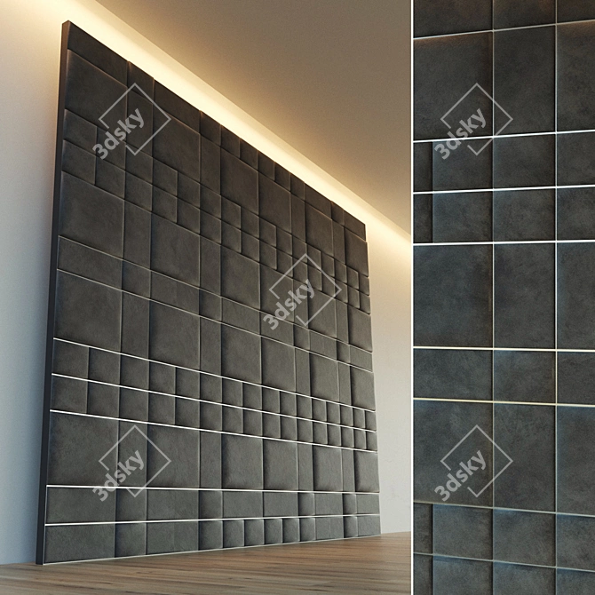 Metallic Trim Soft Panel for Decorative Walls 3D model image 1