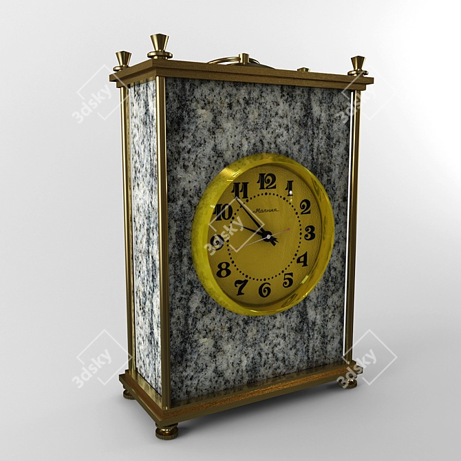 Marble Brass Desktop Clock 3D model image 1