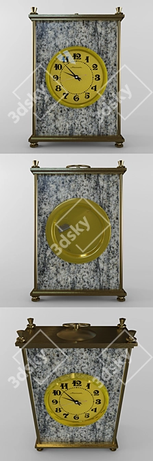 Marble Brass Desktop Clock 3D model image 2