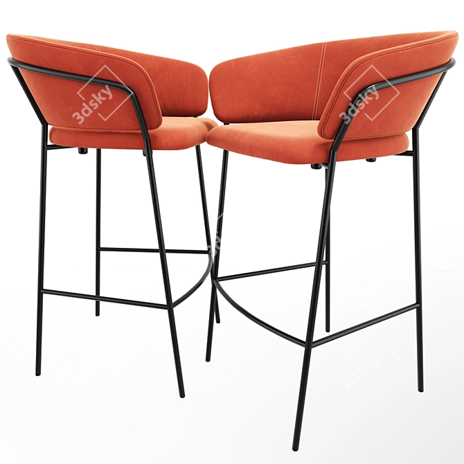 Sleek Jazz Stool & Chair 3D model image 3