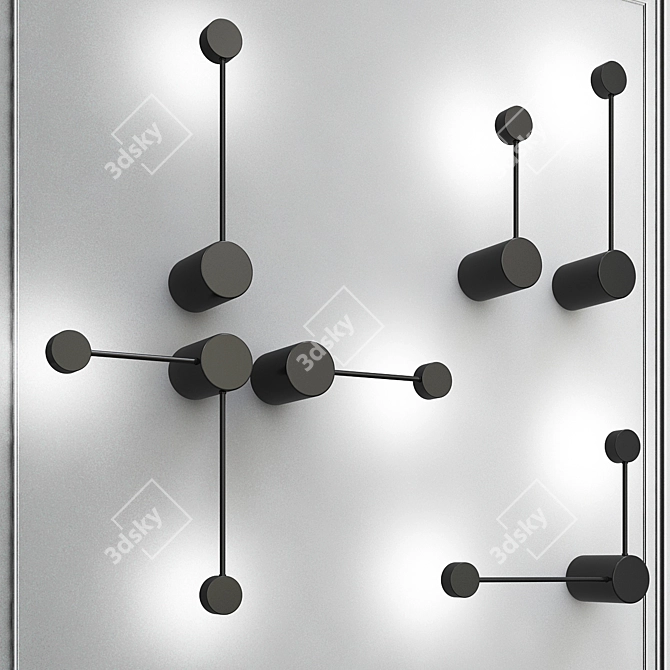 Modern Black Metal Dots Wall Lamps 3D model image 1