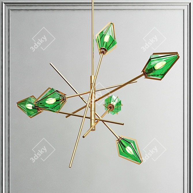 Harlow Green & Brass Chandelier 3D model image 1