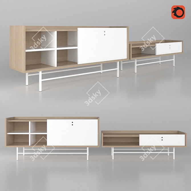 La Forma TV Stand and Chest Combo 3D model image 1