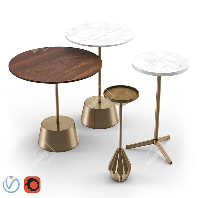 Sleek West Elm Side Tables 3D model image 1