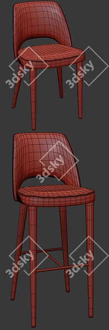 Elegant Astor Dining Chair & Bar Stool 3D model image 2