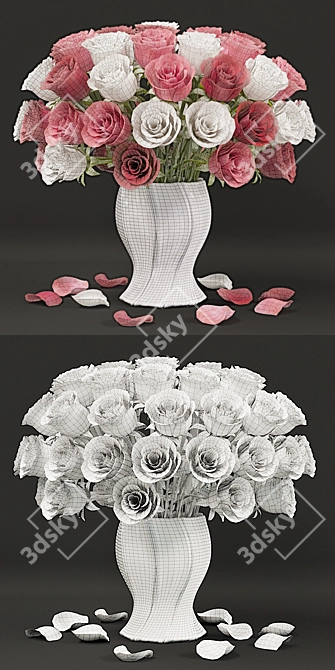 Elegant Rose Bouquet 3D model image 3