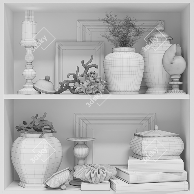 Coastal Charm: Coral Candlestick, Vase, Porcelain 3D model image 2