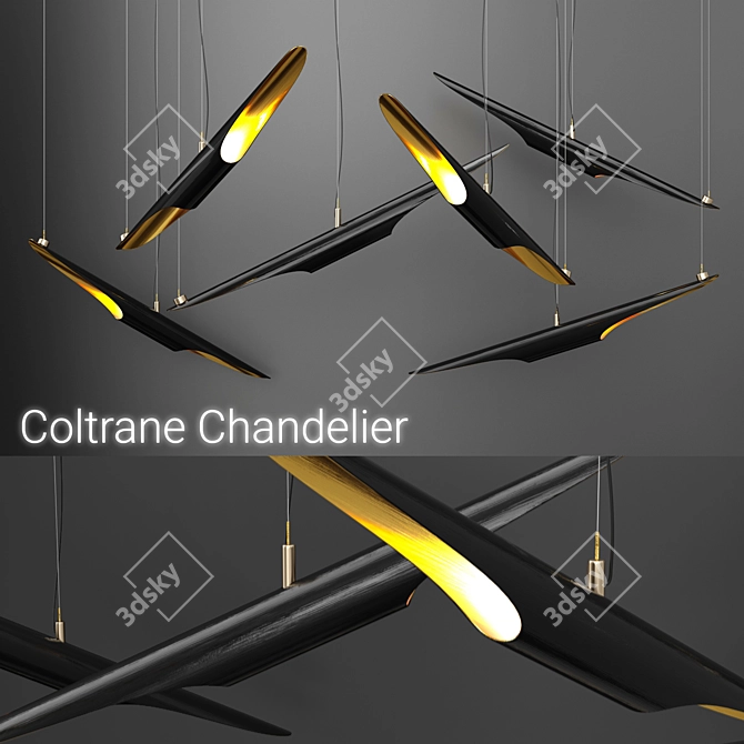 Sleek Black Chandelier for Modern Interiors 3D model image 1