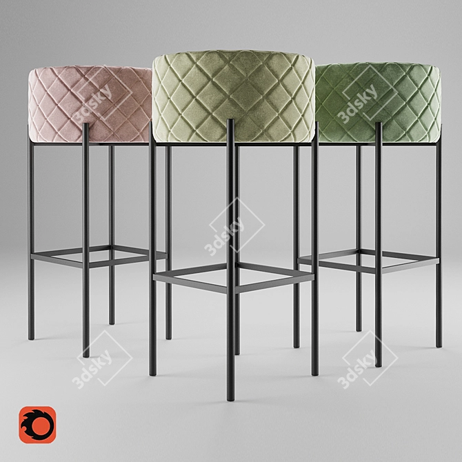 Panama Bar Stool: Stylish and Durable 3D model image 1