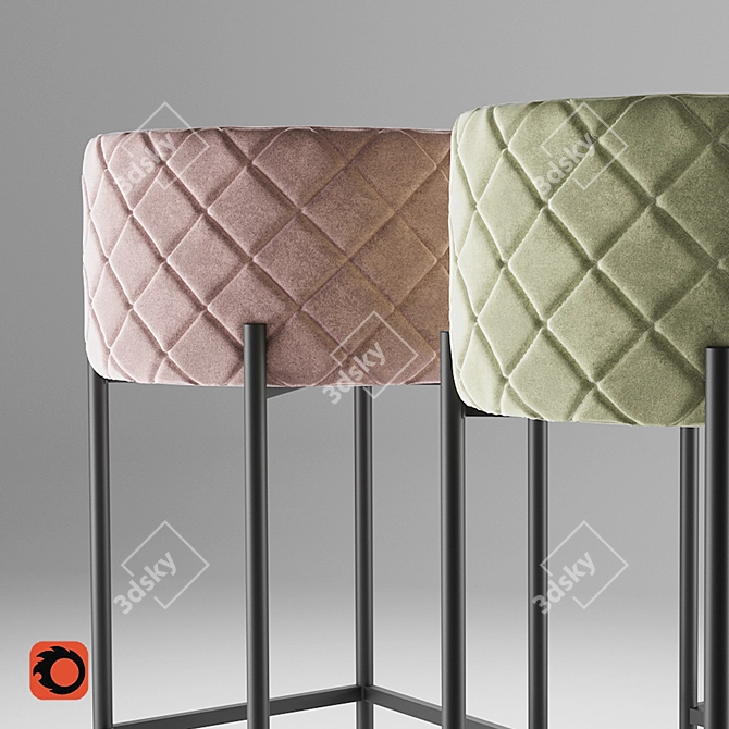 Panama Bar Stool: Stylish and Durable 3D model image 2