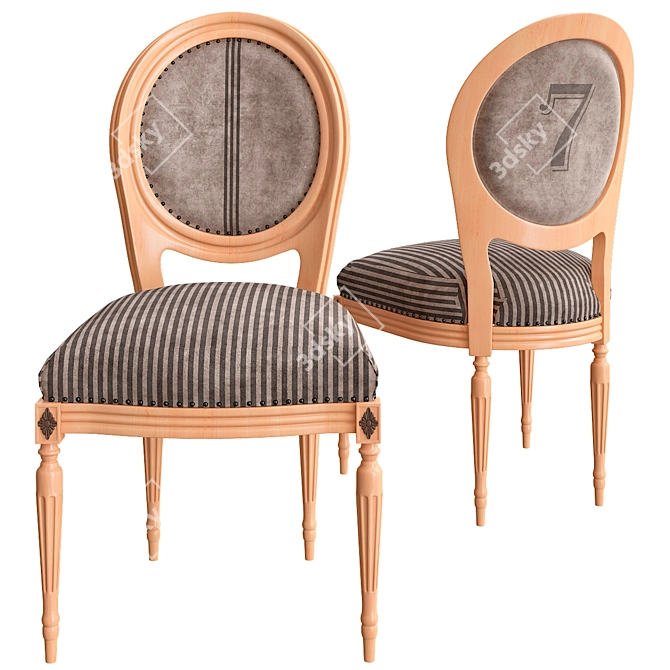 Elegant French Louis XVI Chairs 3D model image 1