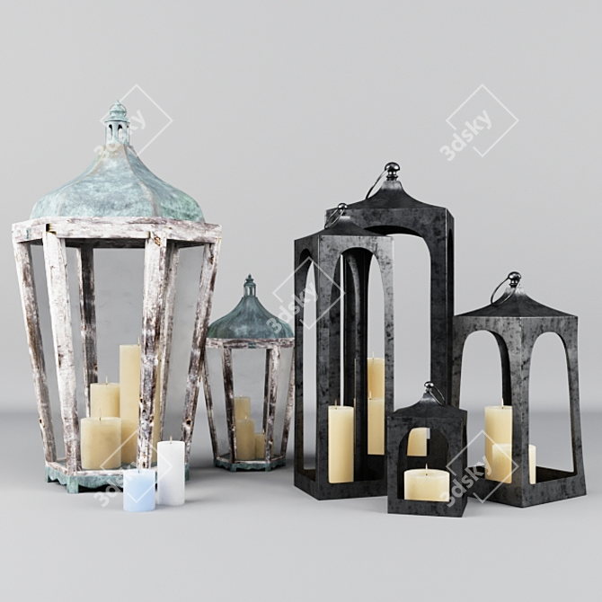 Hampton Style Lantern: Caleb & Park Hill 3D model image 1