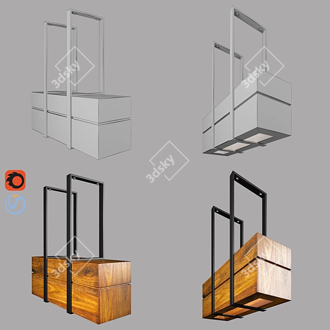 Rustic Wood Lamp 3D model image 3