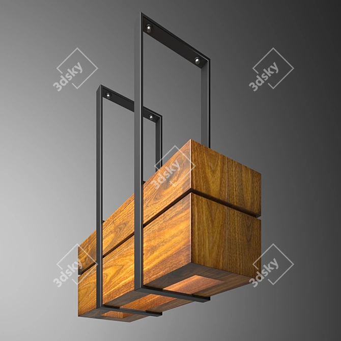 Rustic Wood Lamp 3D model image 4